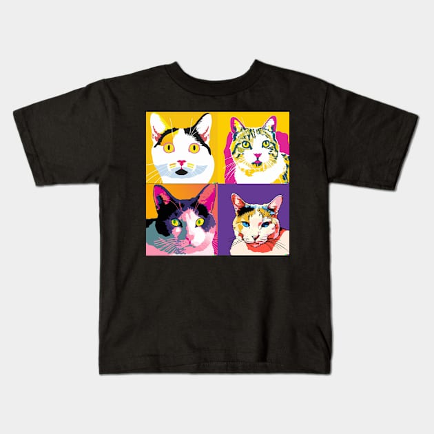 Japanese Bobtail Pop Art - Cat Lover Gift Kids T-Shirt by PawPopArt